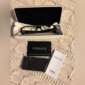 Versace eyeglasses, black with bling “fireworks” design on arms, comes with case